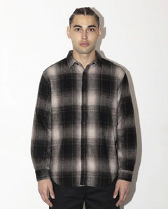 Shaka Wear Plaid Flannel Overshirt Shadow Black